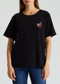 Женская черная футболка Liu Jo из хлопка, фото